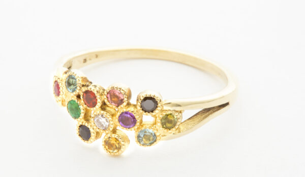 Gold and breastplate stones cluster ring