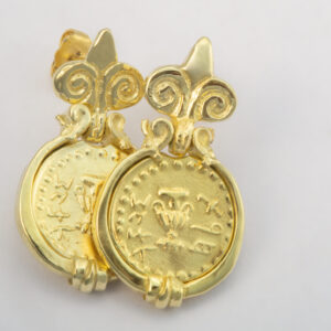 For the Freedom of Zion coin gold earrings