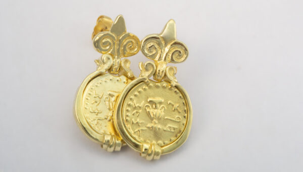 For the Freedom of Zion coin gold earrings