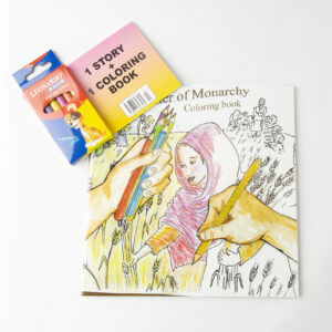 Ruth coloring book and crayons