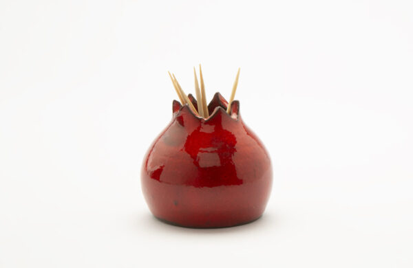 Ceramic pomegranate toothpick holder